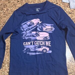 Kids Long Sleeve Car Design Shirt - Navy